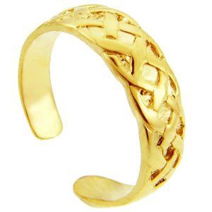 10K Solid Gold Bold Trinity Knot Toe Ring - Knuckle, thumb - Yellow, Rose, White